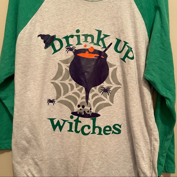 Women’s Raglan Tee Halloween Drink Up Witches - Picture 2 of 4